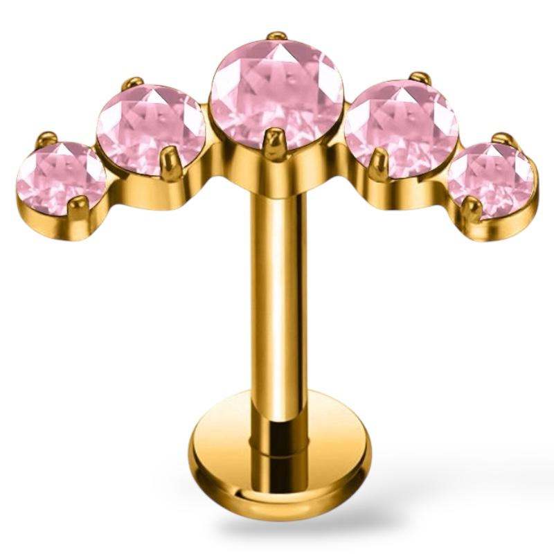 Dekoratives Labret aus Titan und Gold mit Zirkonia