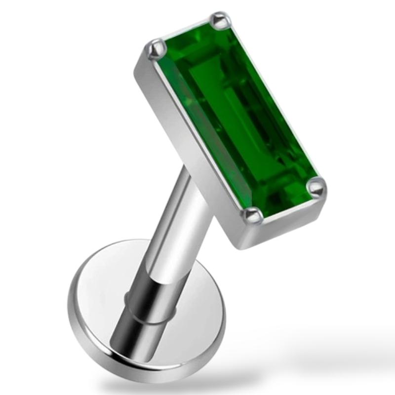 Labret-Ohrring aus Titan mit rechteckigem Zirkonia