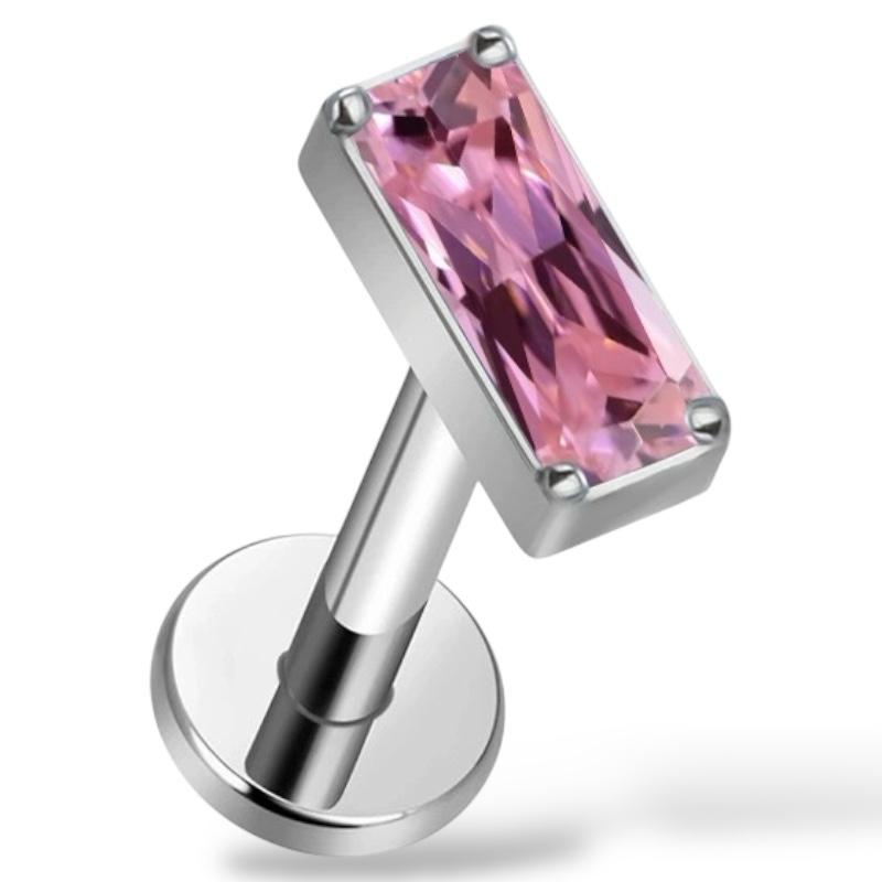 Labret-Ohrring aus Titan mit rechteckigem Zirkonia