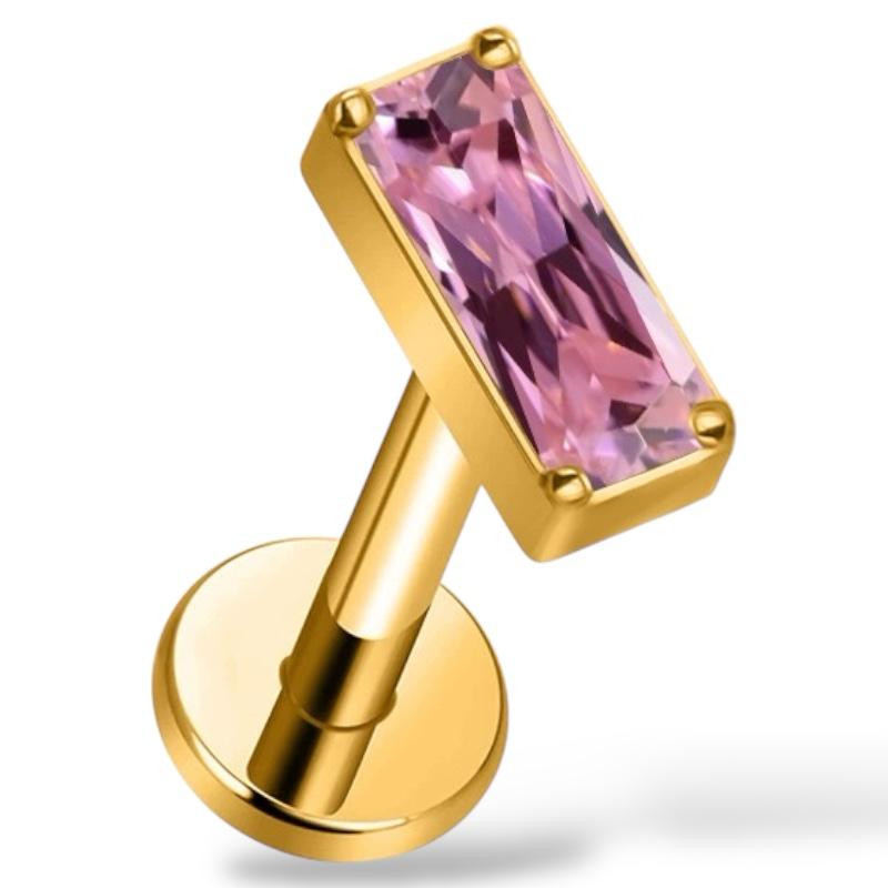 Labret aus Titan und Gold mit rechteckigem Zirkonia