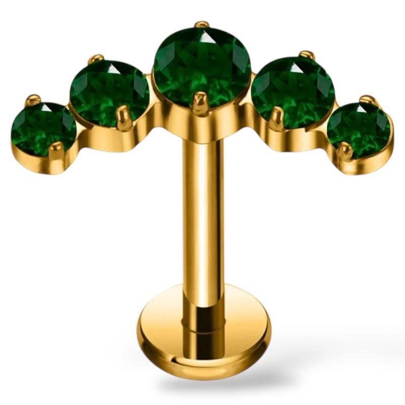Dekoratives Labret aus Titan und Gold mit Zirkonia