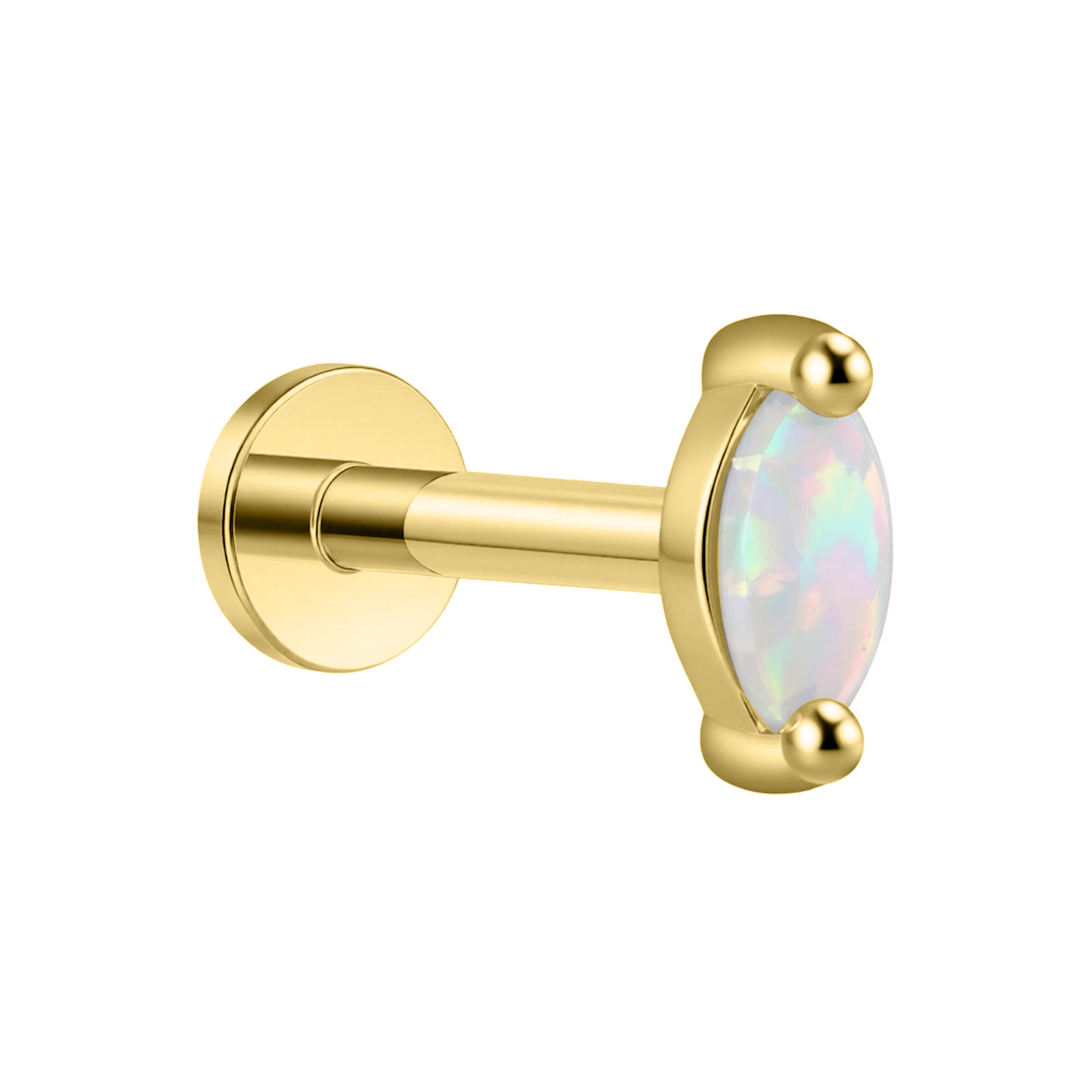 Labret-Ohrring aus Gold mit Marquise-Opal – 925er Silber