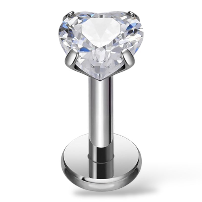 Labret-Ohrring aus Titan mit herzförmigem Zirkonia