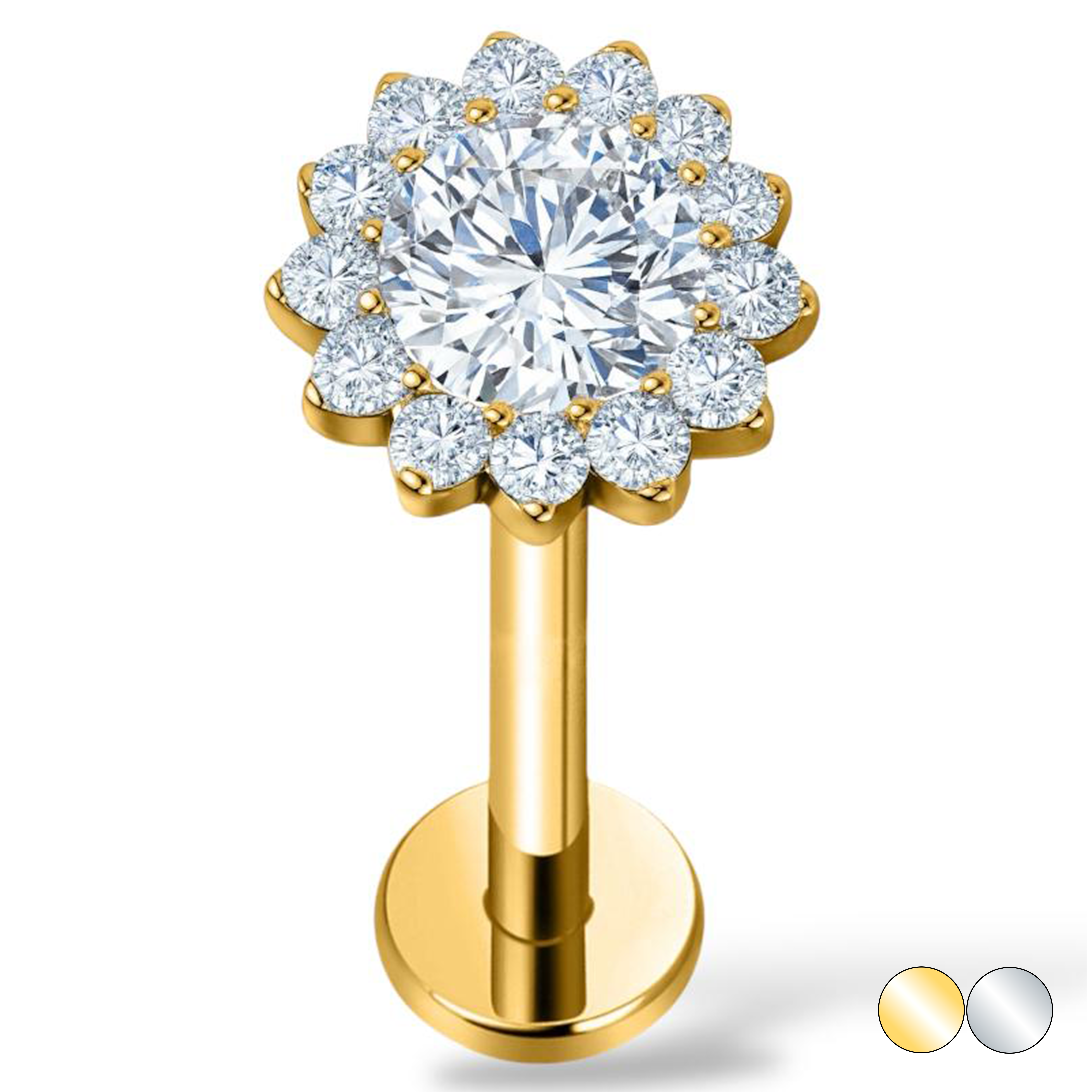 Titan-Blumenohrring mit Zirkonia