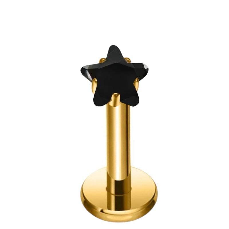 Labret-Ohrring aus Titangold mit sternförmigem Zirkonia