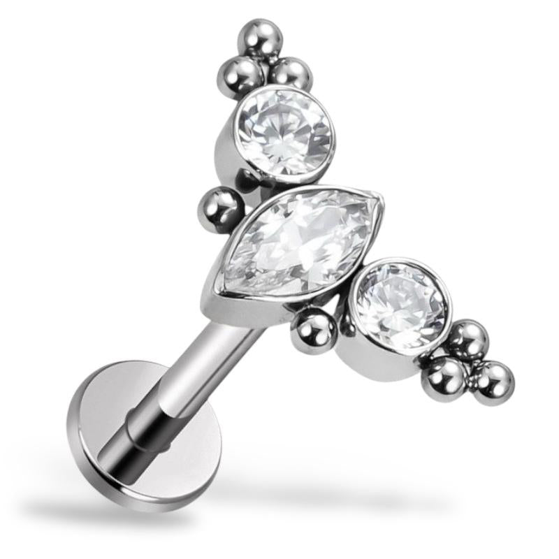Labret aus Titan mit dekorativer Zirkonia-Kappe