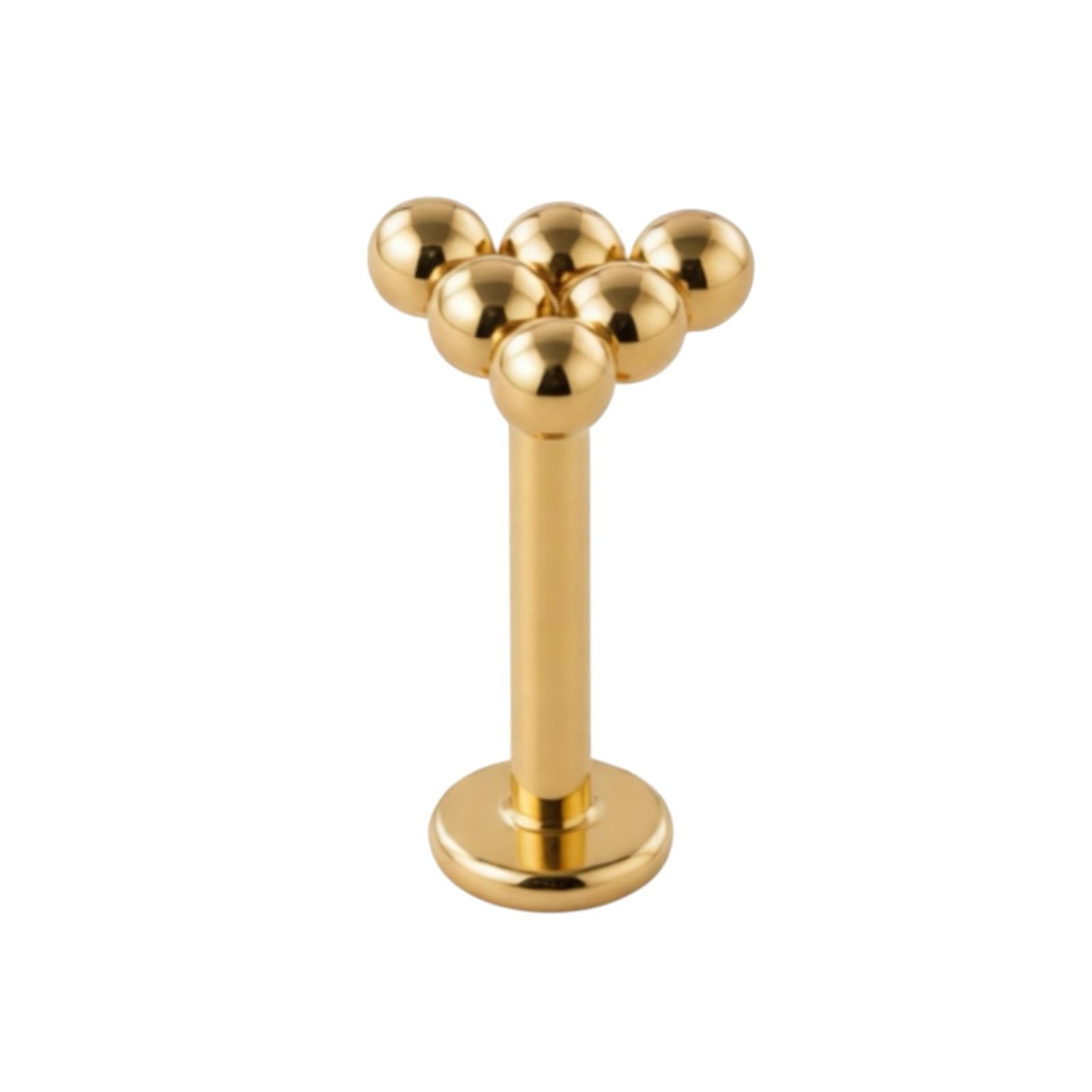 Labret-Stift mit Kugeln – 585er Gold