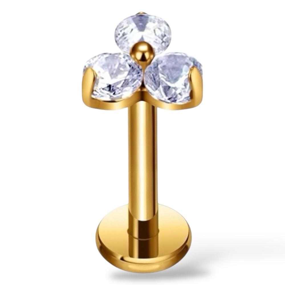 Labret aus Titangold mit dreieckiger Blume
