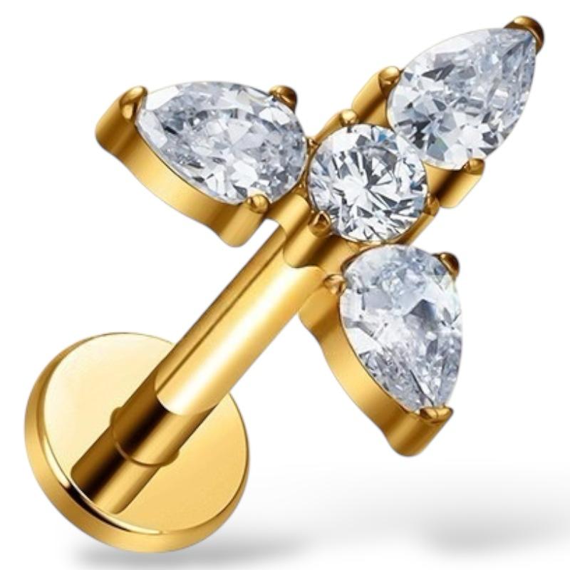 Labret aus Titan mit floralem Motiv