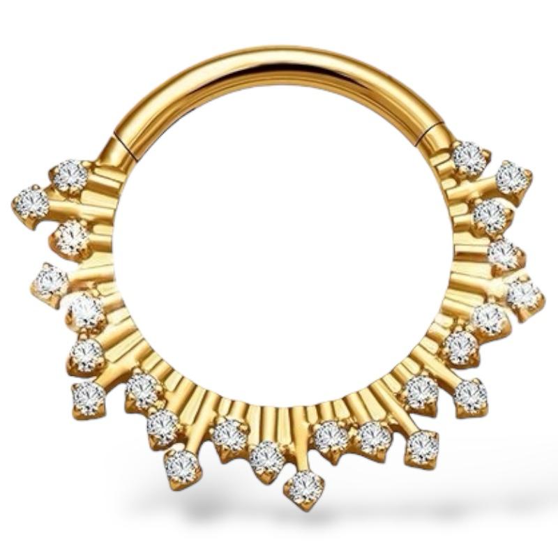 Klick-Ohrring GOLD Sonne mit Zirkonia