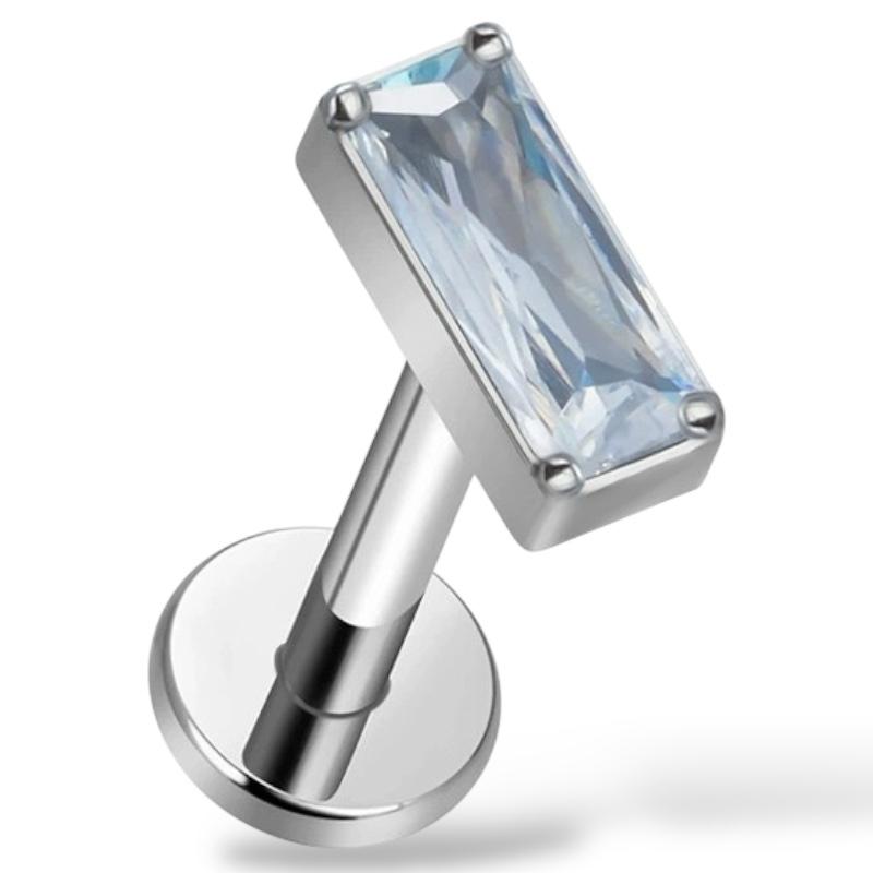 Labret-Ohrring aus Titan mit rechteckigem Zirkonia