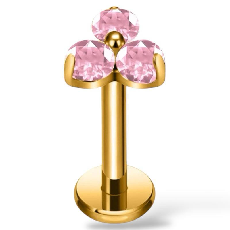 Labret aus Titangold mit dreieckiger Blume