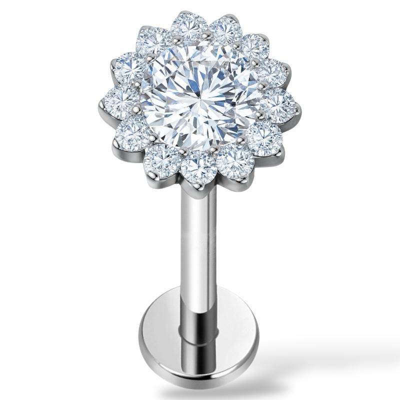 Titan-Blumenohrring mit Zirkonia