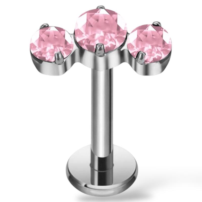 Labret aus Titan mit drei Zirkonen