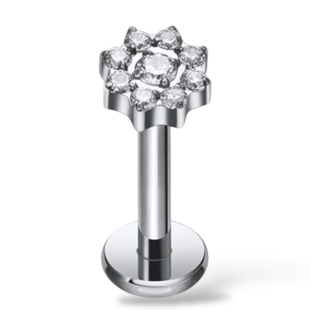 Titan-Blumenohrring mit Zirkonia