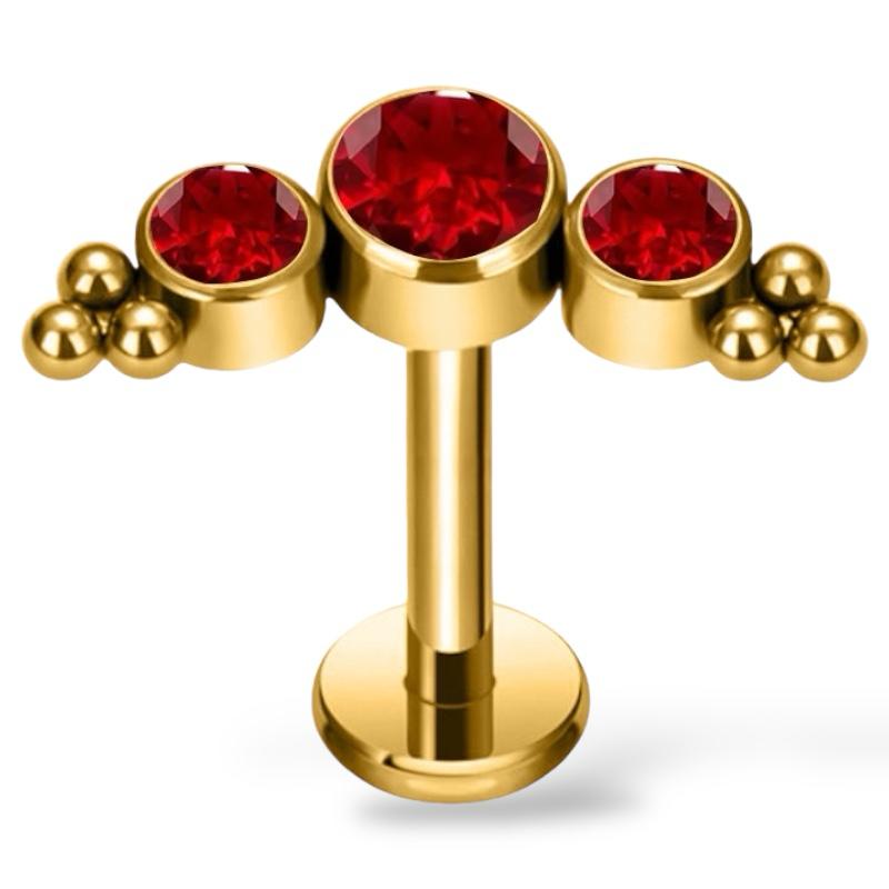 Ohrring aus Titan und Gold mit Zirkonia und Kugeln