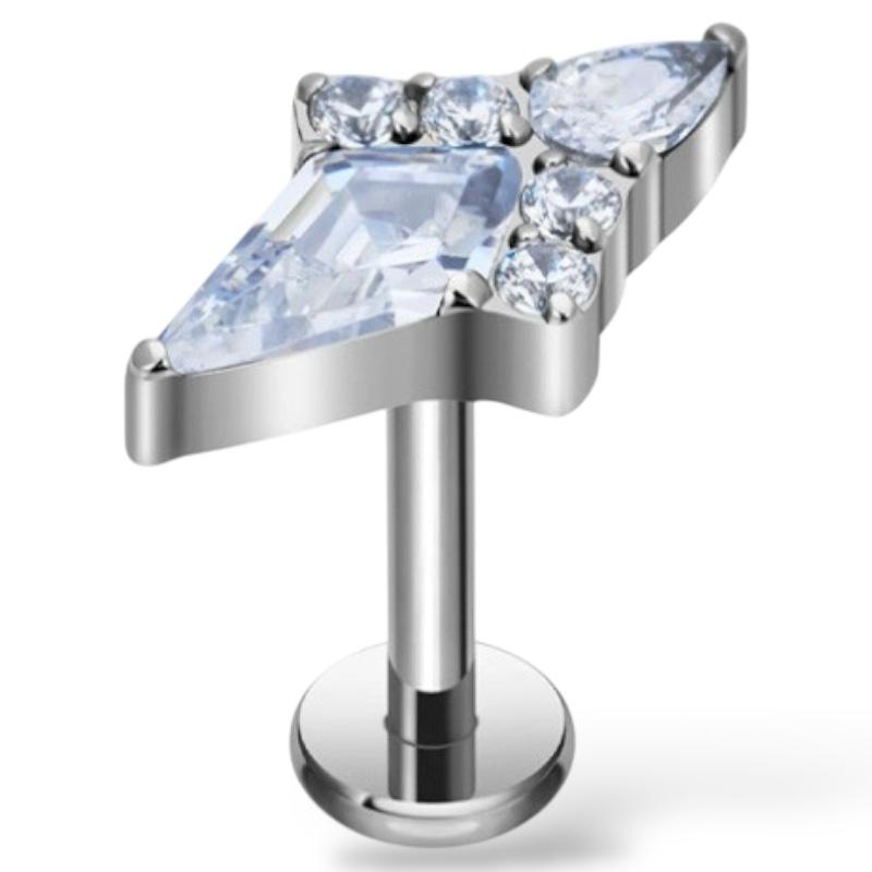 Dekoratives Labret aus Titan mit Zirkonia