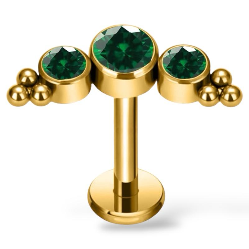 Ohrring aus Titan und Gold mit Zirkonia und Kugeln