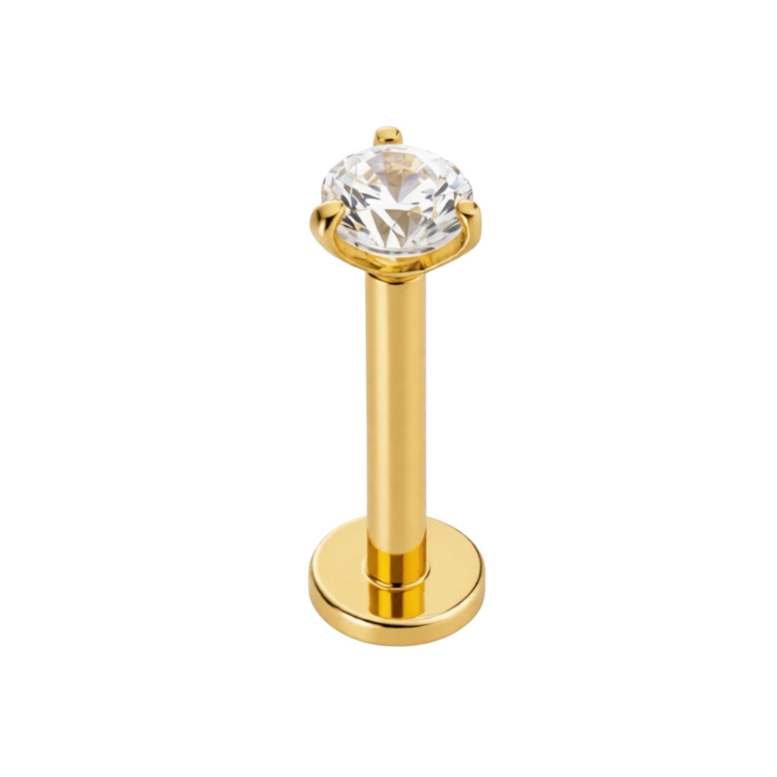 Goldener Labret mit klassischer Zirkonia – 585er Gold