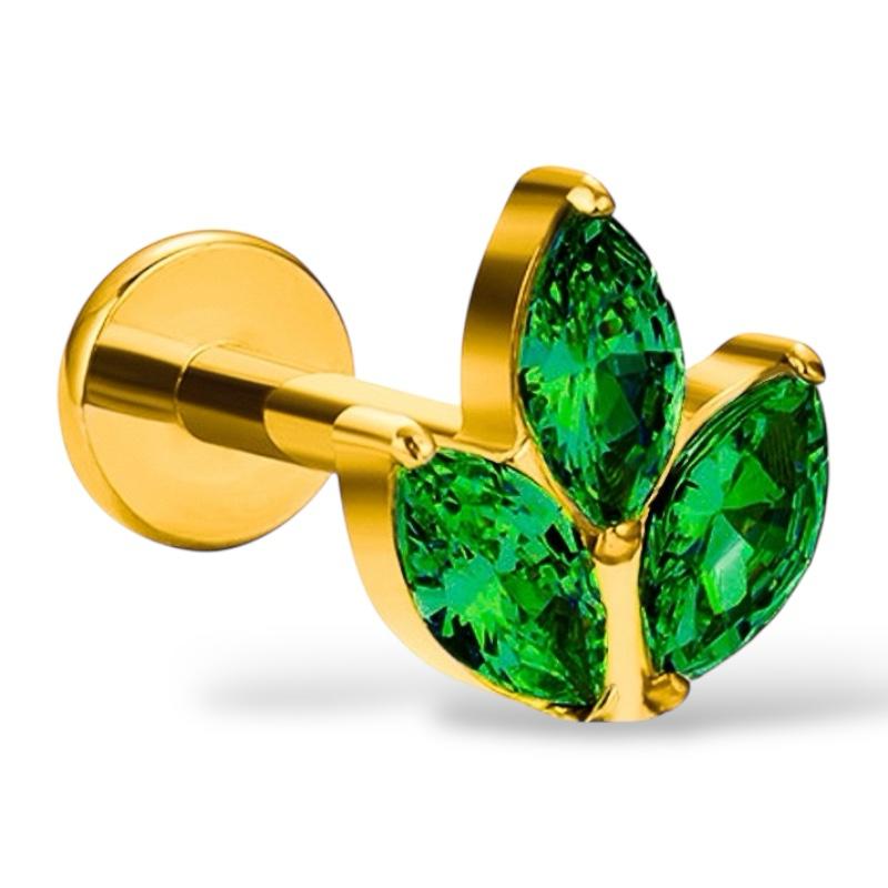 Labret-Ring aus Titan und Gold mit dreifachem Marquise-Schliff und Zirkonia