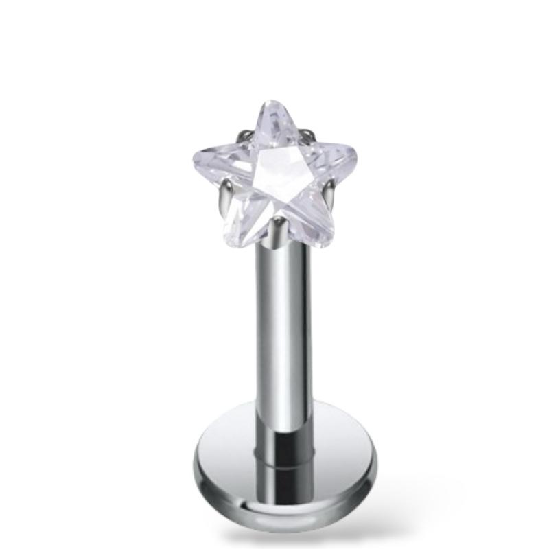 Labret-Ohrring aus Titansilber mit sternförmigem Zirkonia