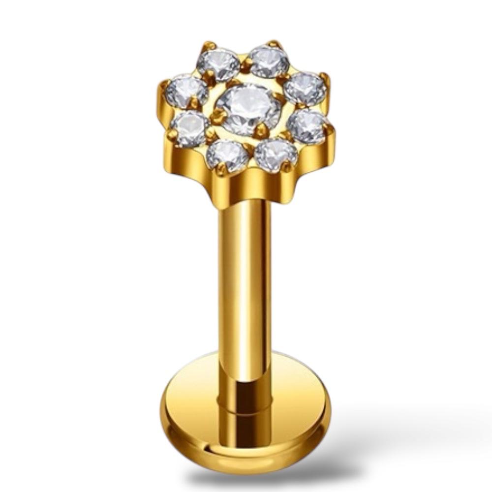 Titan-Blumenohrring mit Zirkonia