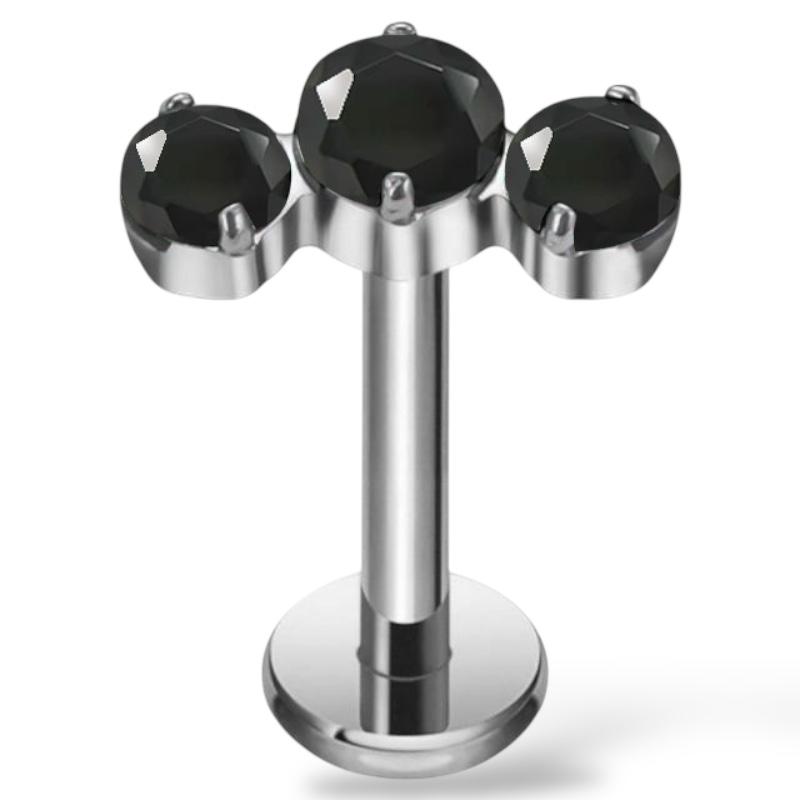 Labret aus Titan mit drei Zirkonen