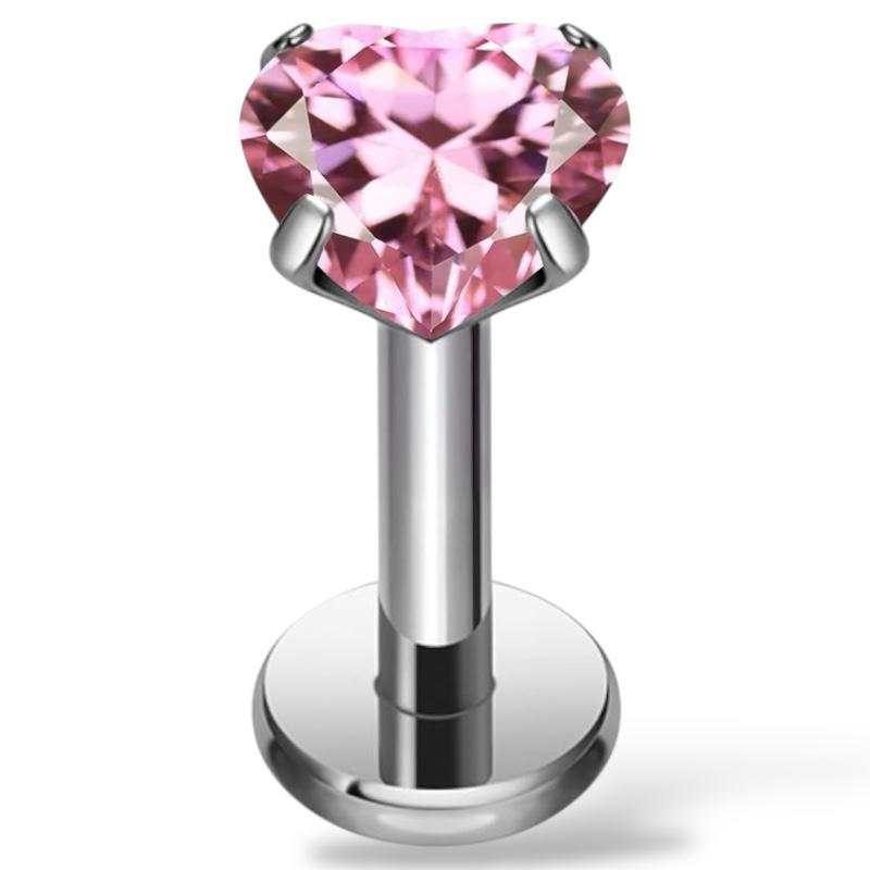 Labret-Ohrring aus Titan mit herzförmigem Zirkonia
