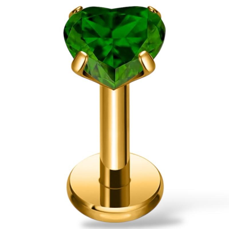 Labret-Ohrring aus Titangold mit herzförmigem Zirkonia