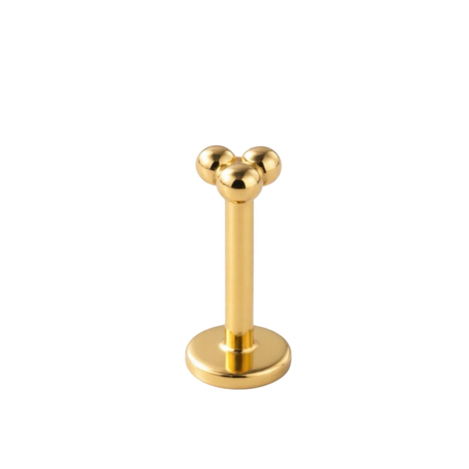 Push-Pin-Labret mit dreifacher Kugel – 585er Gold