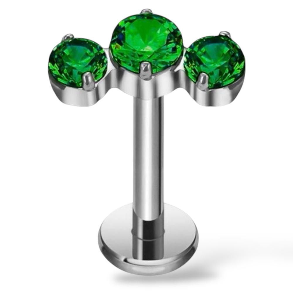 Labret aus Titan mit drei Zirkonen