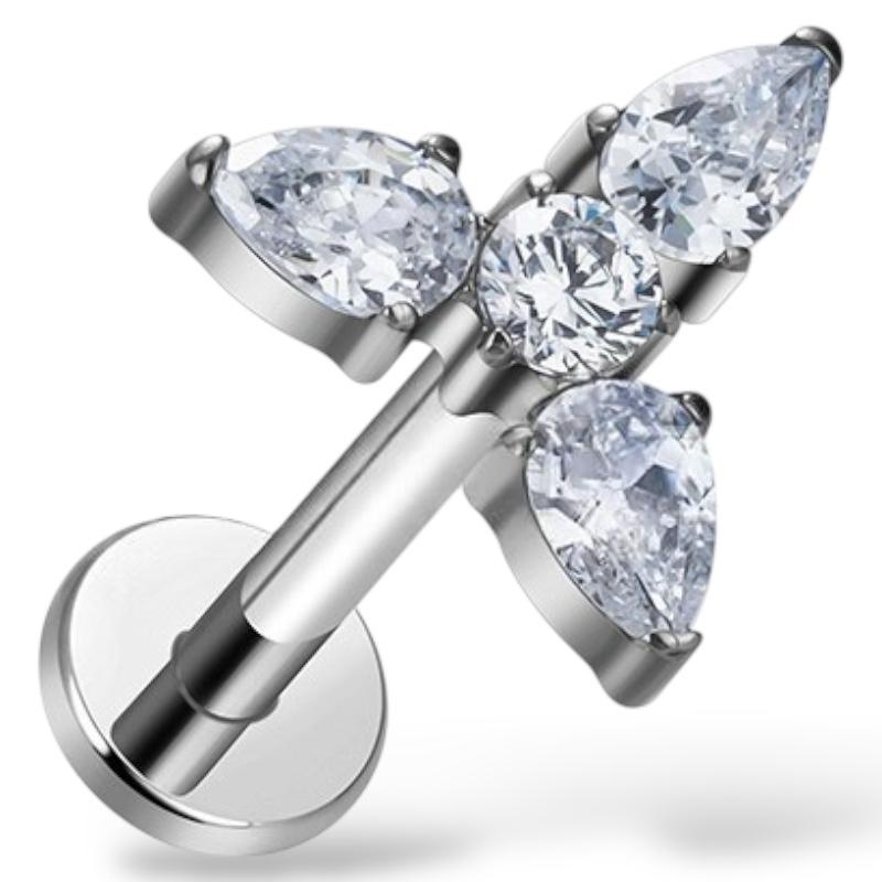 Labret aus Titan mit floralem Motiv