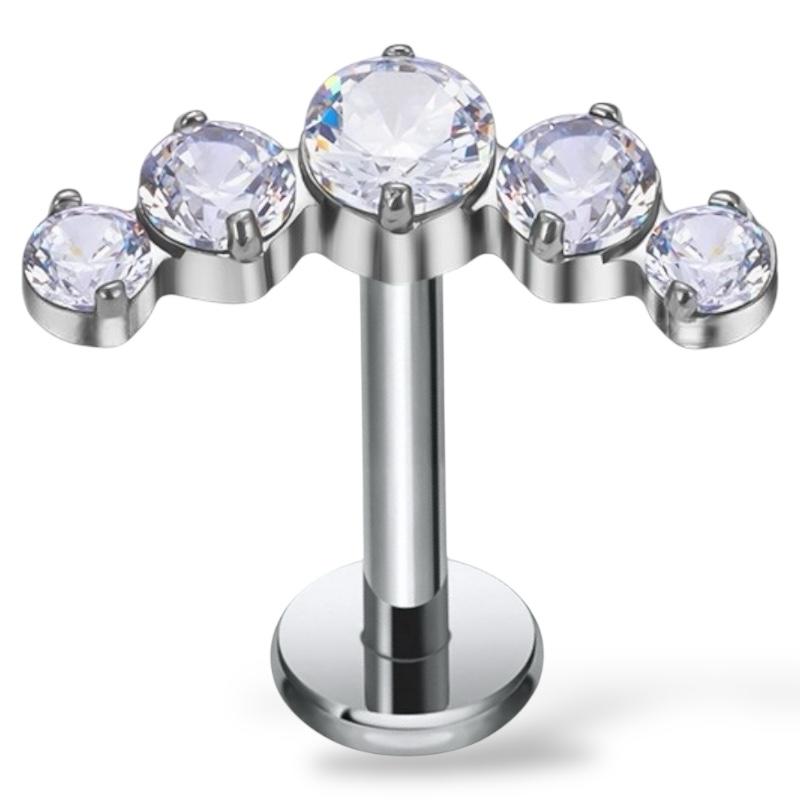 Dekoratives Labret aus Titan mit Zirkonia
