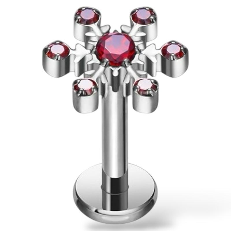 Labret-Ohrring aus Titansilber in Form einer Schneeflocke mit Zirkonia