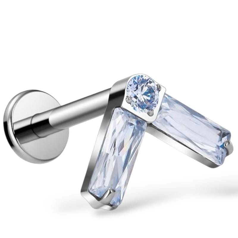 Labret aus Titan mit zwei länglichen Zirkonen