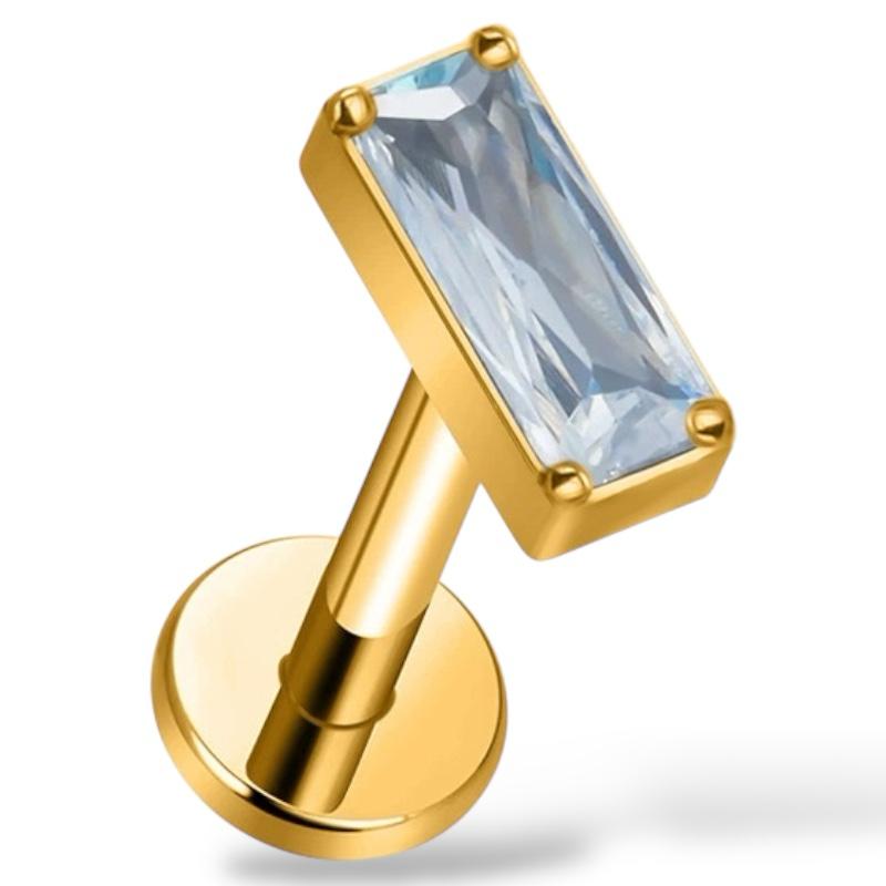 Labret aus Titan und Gold mit rechteckigem Zirkonia