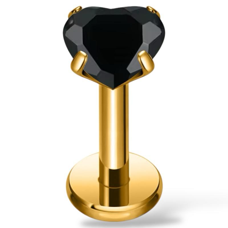 Labret-Ohrring aus Titangold mit herzförmigem Zirkonia