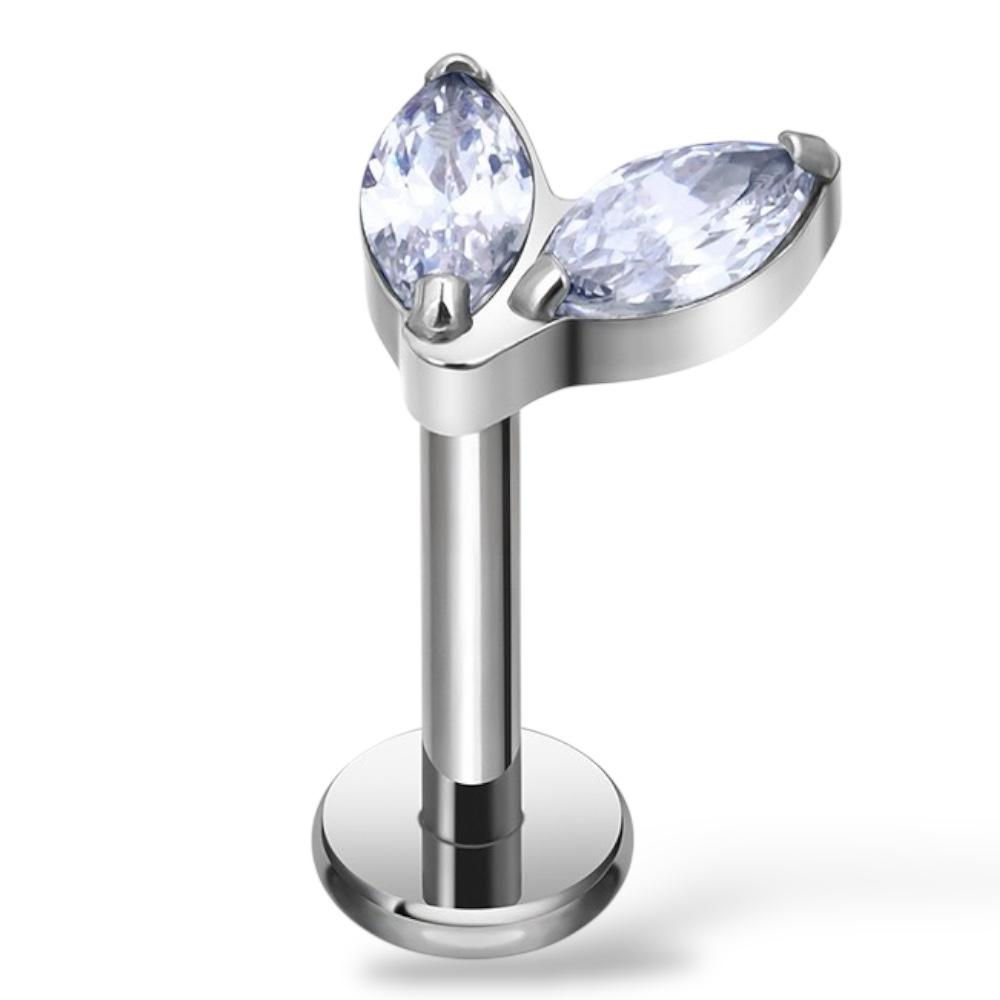 Labret aus Titan mit zwei Zirkonen