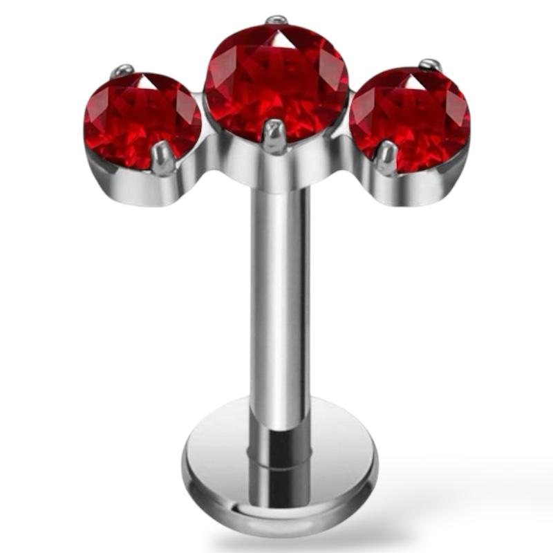 Labret aus Titan mit drei Zirkonen