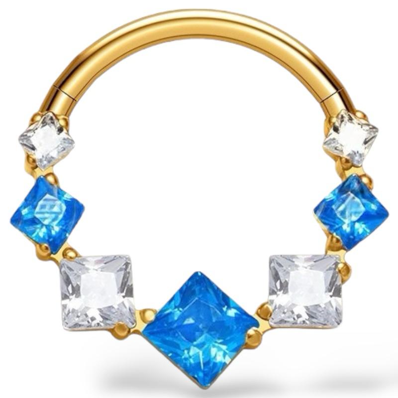 Ohrring aus Titan und Gold mit quadratischen Zirkonen