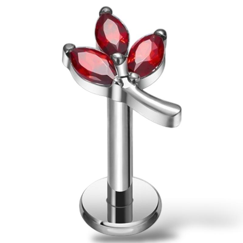 Blattförmiges Labret aus Titan und Silber mit Zirkonia