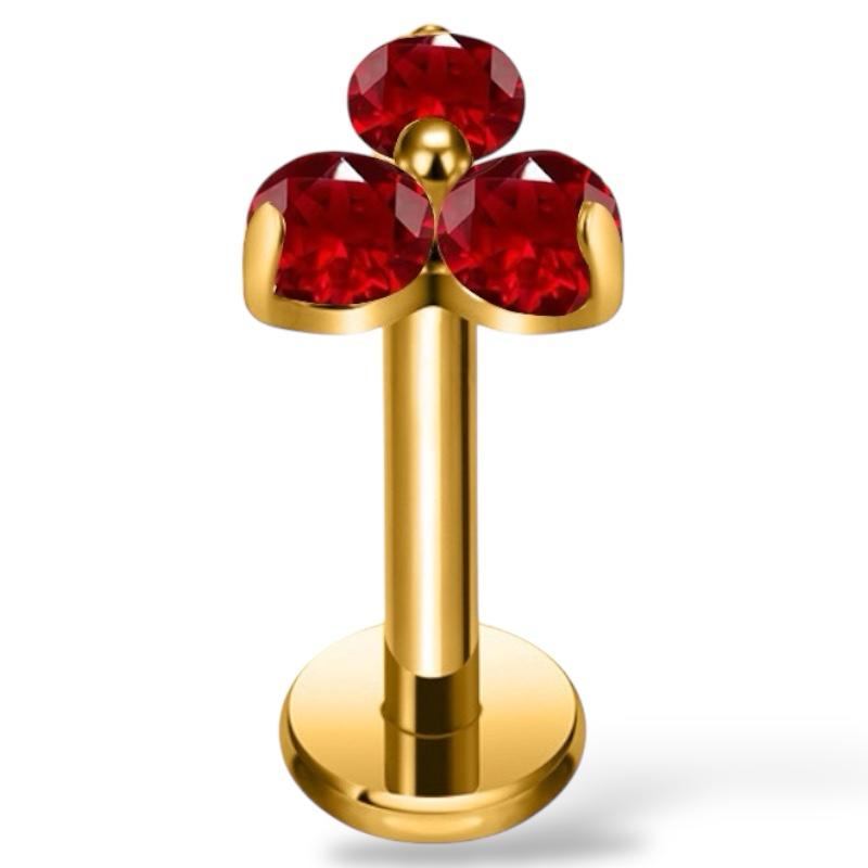 Labret aus Titangold mit dreieckiger Blume