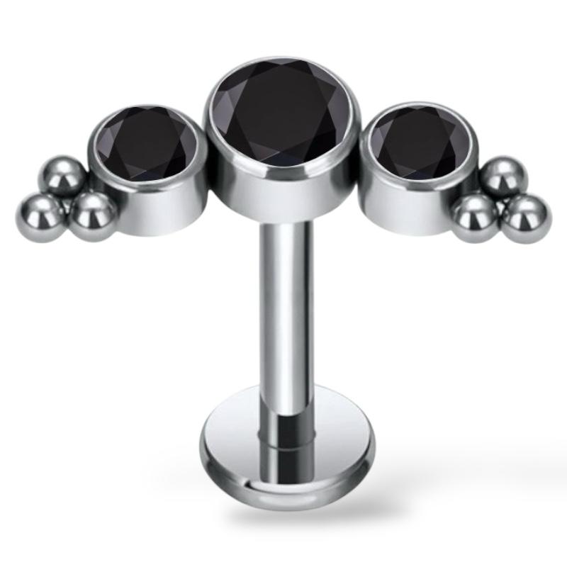 Ohrring aus Titan mit Zirkonia und Kugeln