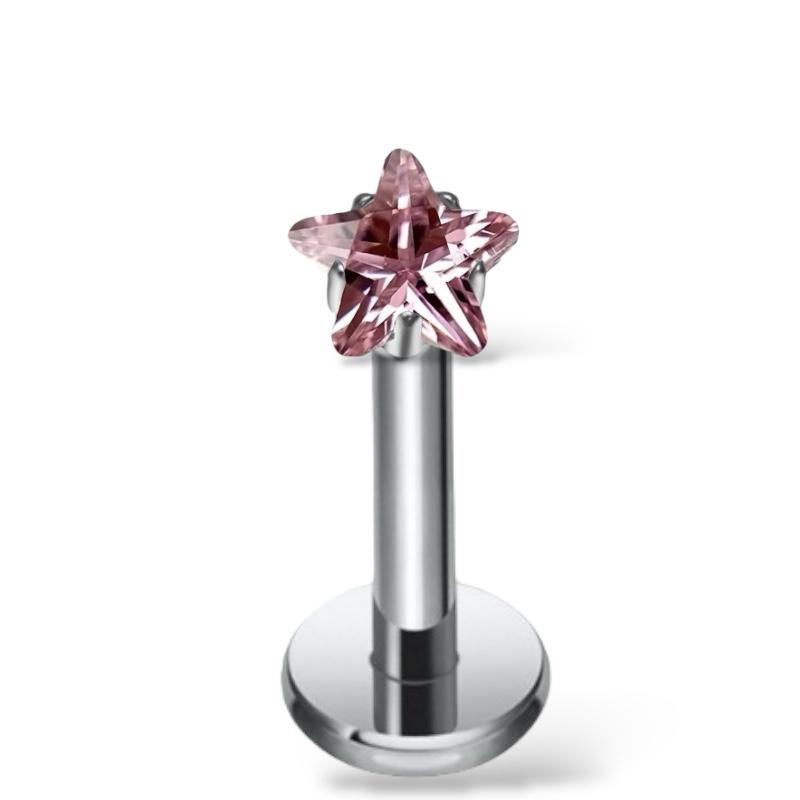 Labret-Ohrring aus Titansilber mit sternförmigem Zirkonia