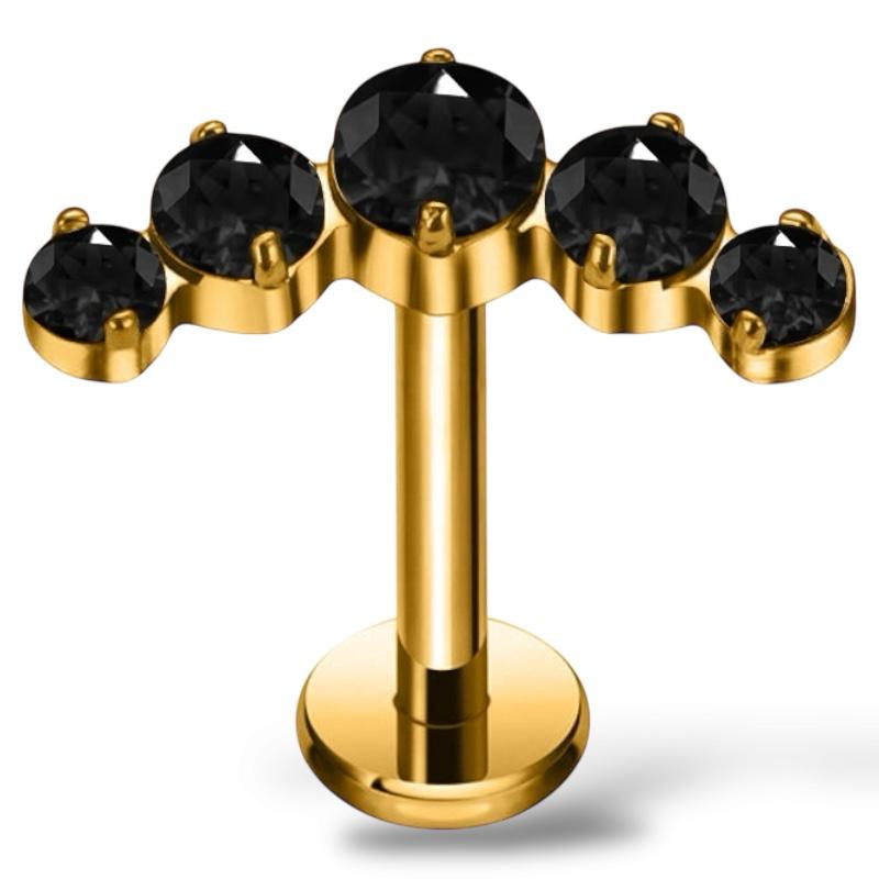 Dekoratives Labret aus Titan und Gold mit Zirkonia