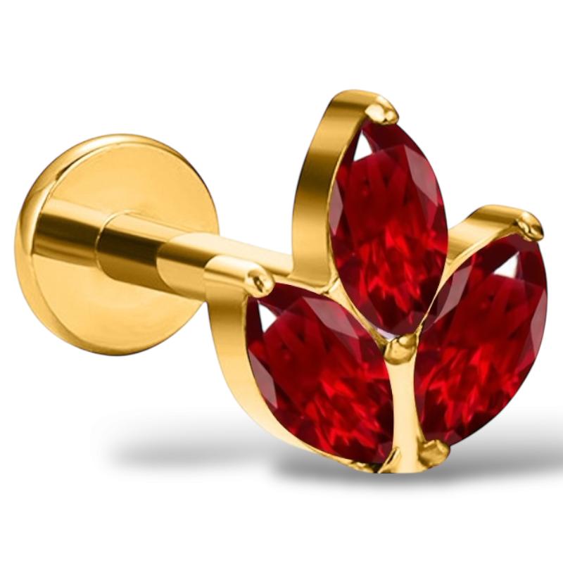 Labret-Ring aus Titan und Gold mit dreifachem Marquise-Schliff und Zirkonia