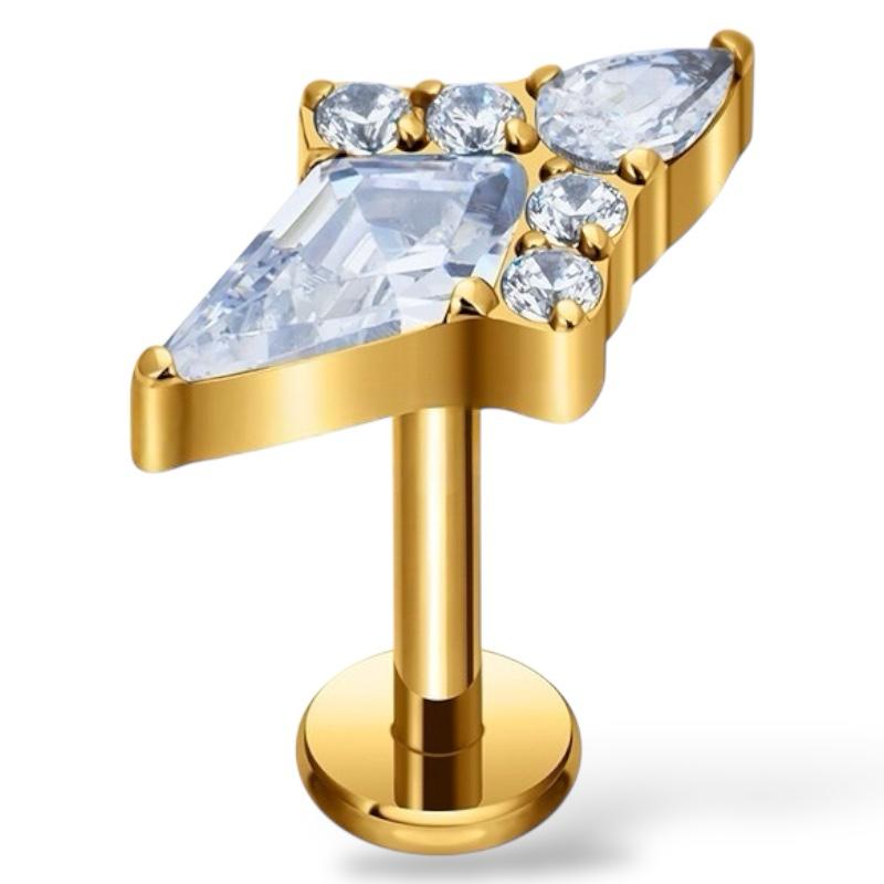 Dekoratives Labret aus Titan mit Zirkonia