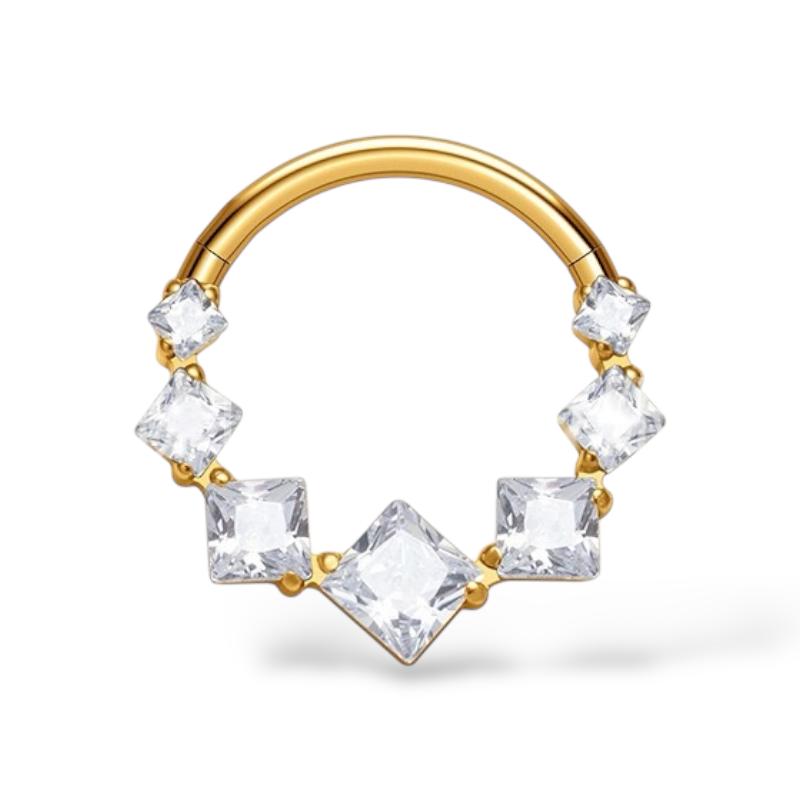 Ohrring aus Titan und Gold mit quadratischen Zirkonen
