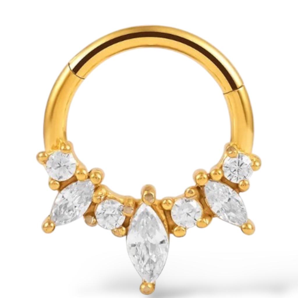 Edelstahl-Clicker in Gold mit Zirkonia SEPTUM
