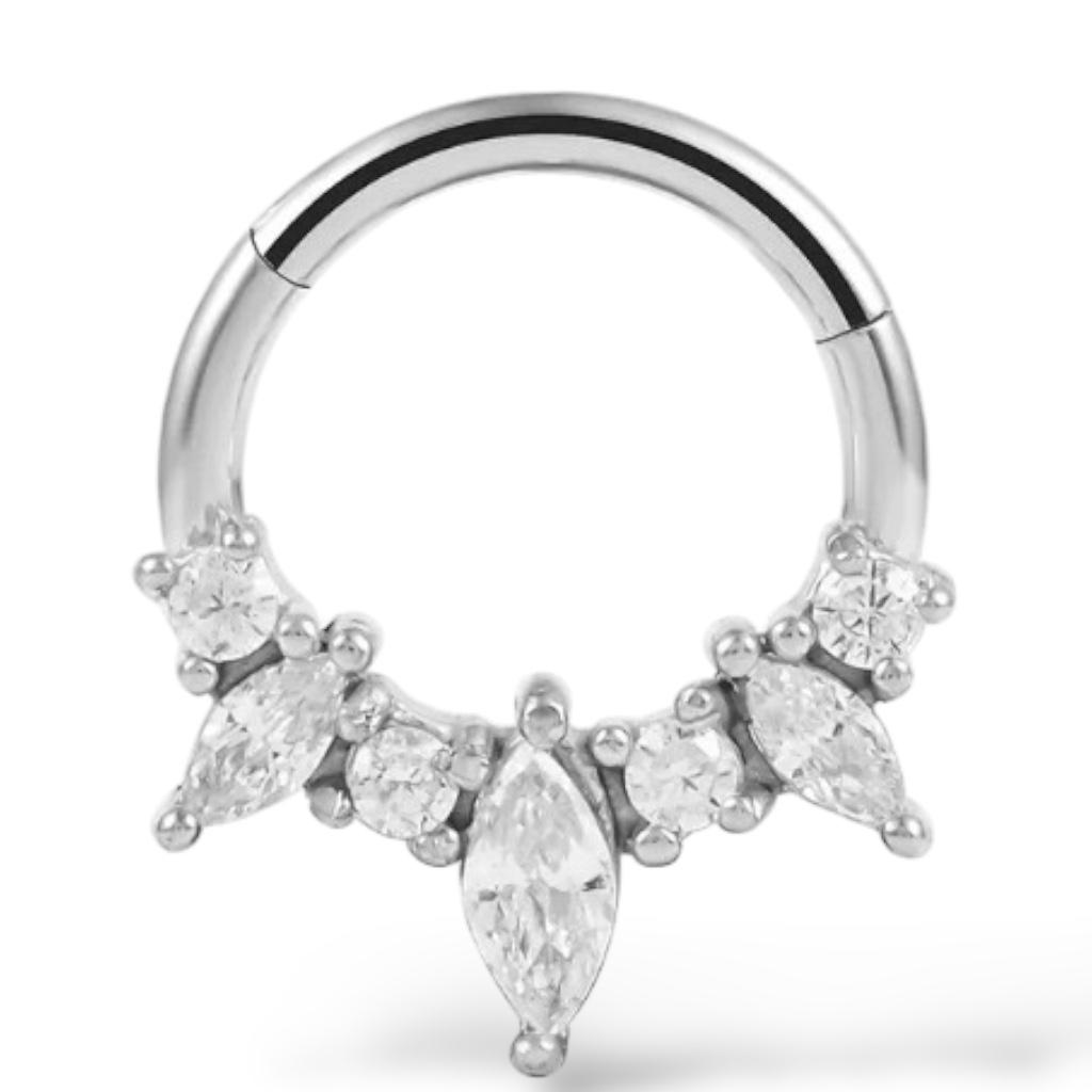 Edelstahl-Clicker Silber mit Zirkonen SEPTUM
